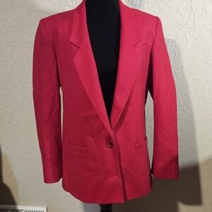 Koret Career‎ Vintage Red 100% Wool Blazer Made in USA Size 10